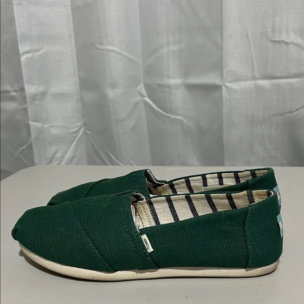 TOMS Green Canvas Slip-Ons - Picture 2 of 5
